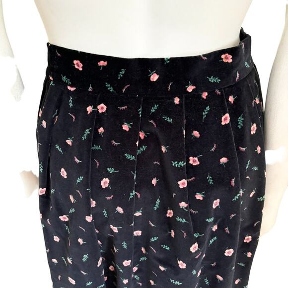 VTG CARROLL REED Black Floral Velvet A-line Midi Skirt SZ 10 - Picture 6 of 10